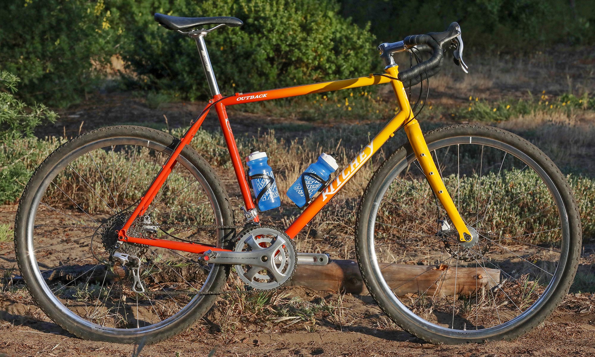 Ritchey VentureMax light gravel bike bar, on lovely Outback Sunset with silver Campy
