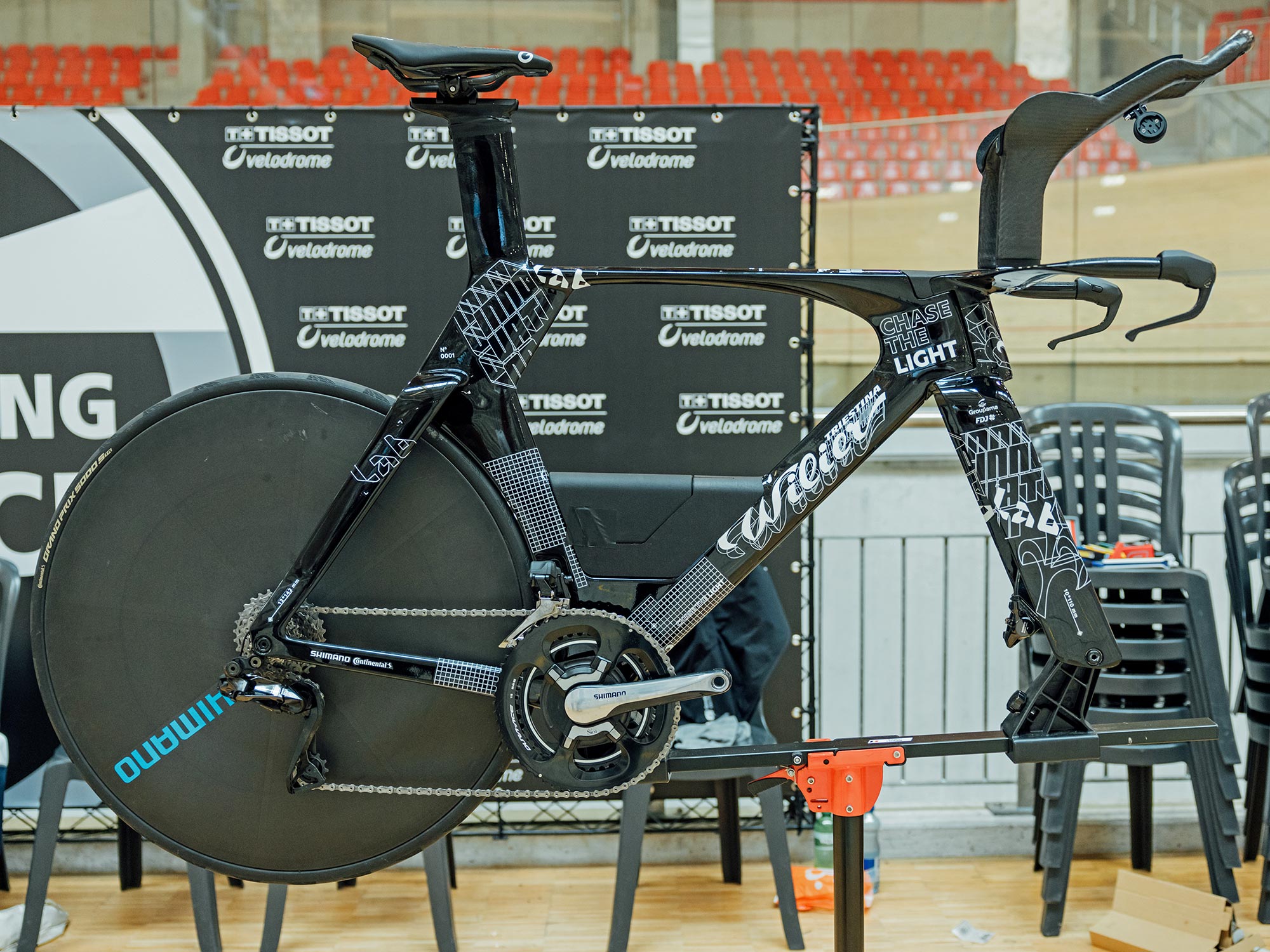 WiIier Supersonica SLR aero carbon time trial bike, prototype at the velodrome