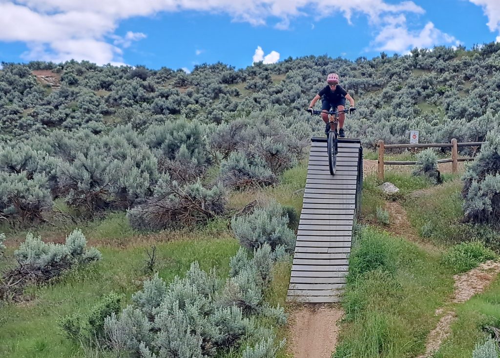 riding a wooden ramp on the moraine