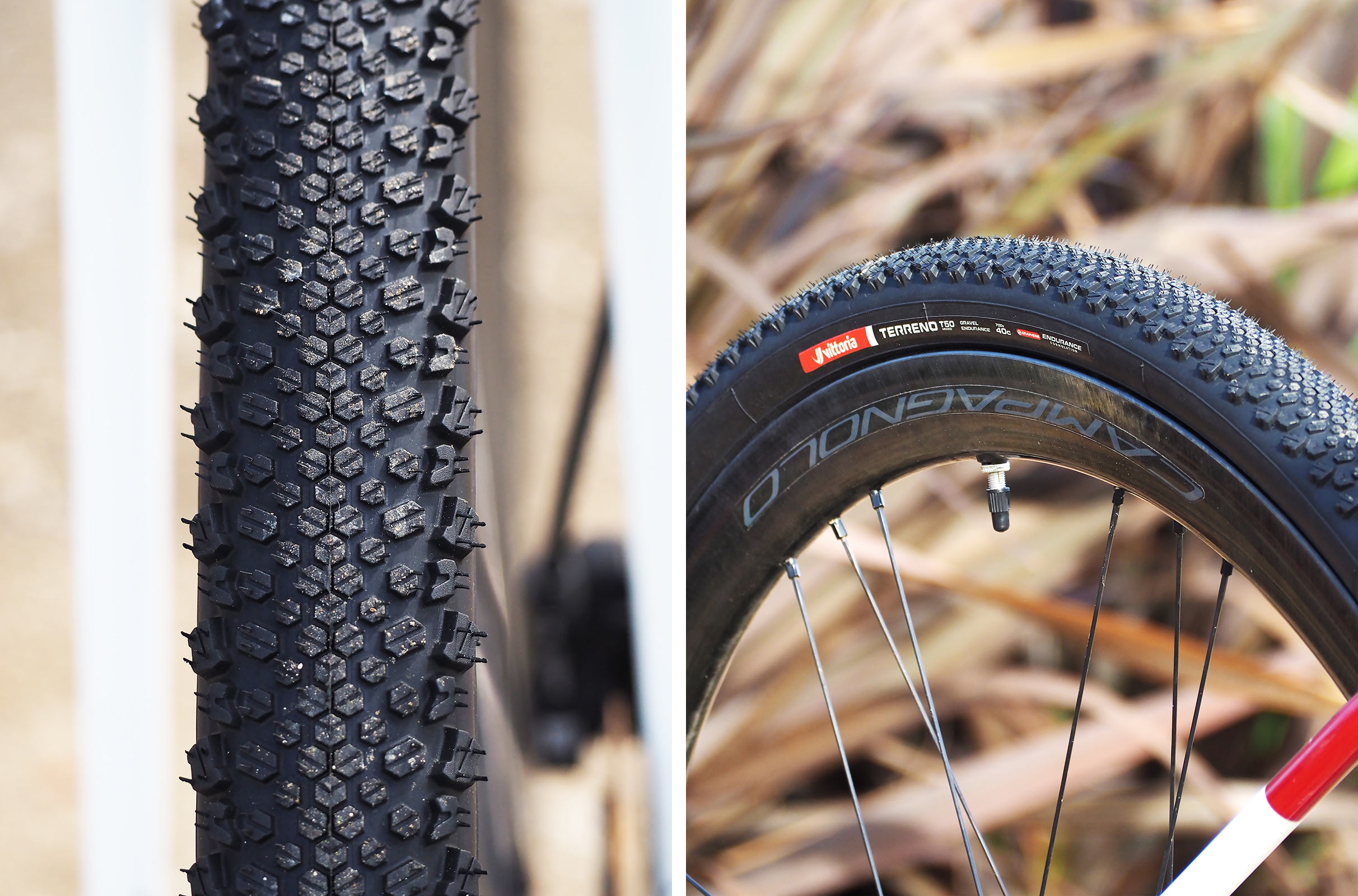 vittoria terreno mixed T50 gravel bike tires shown from various angles.