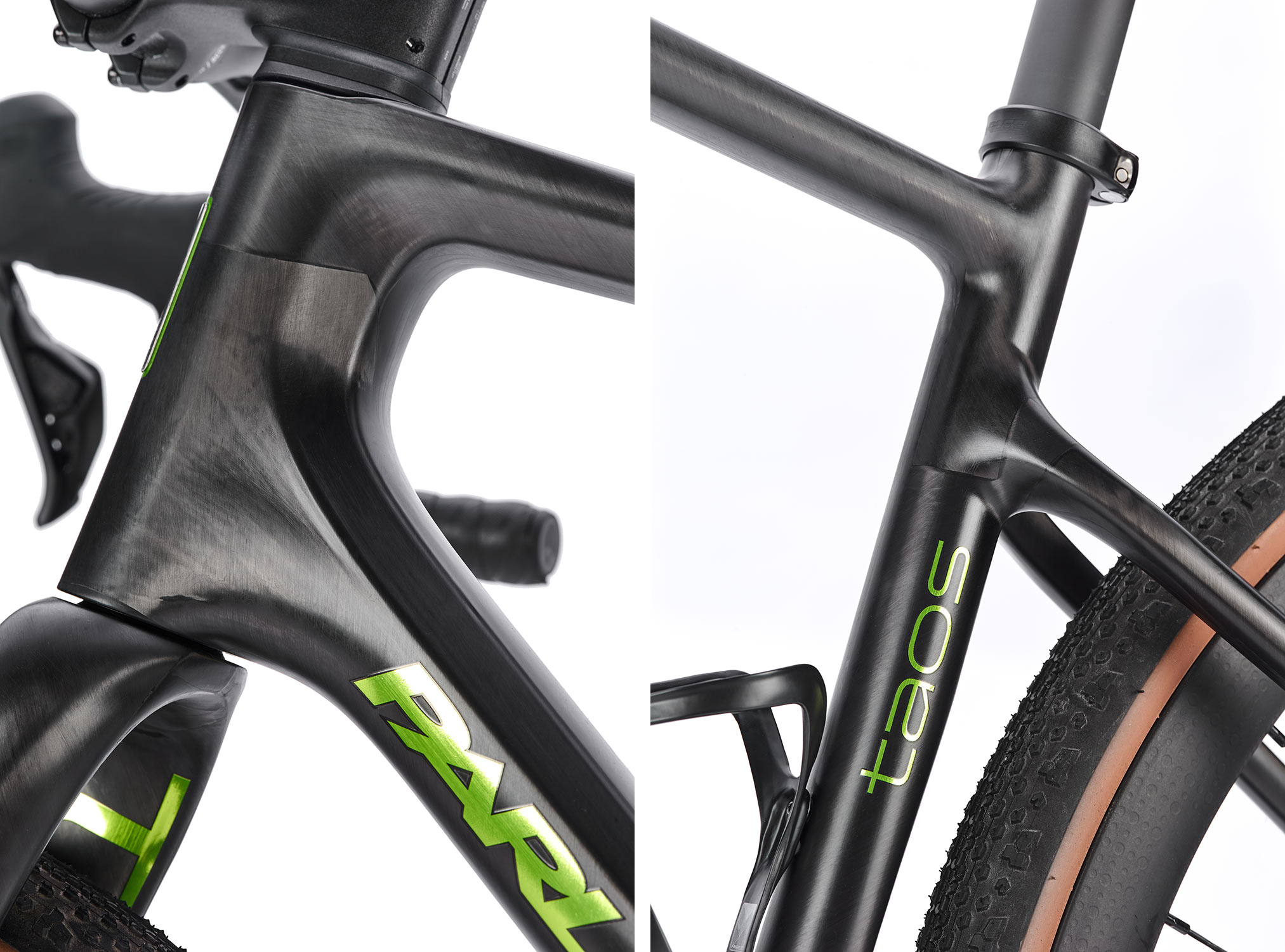 closeup of parlee taos gravel bike carbon fiber layup.